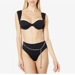 NWT WeWoreWhat Claudia Top Black LightlyPadded Swim Top Size Medium